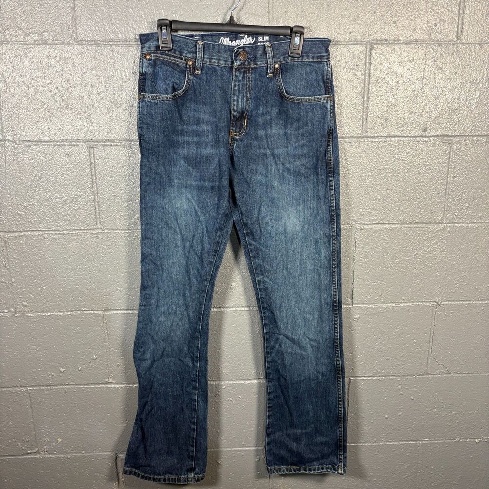 Wrangler Retro Jeans Men’s 30x34 Slim Boot Cut Blue Denim Western Cowboy